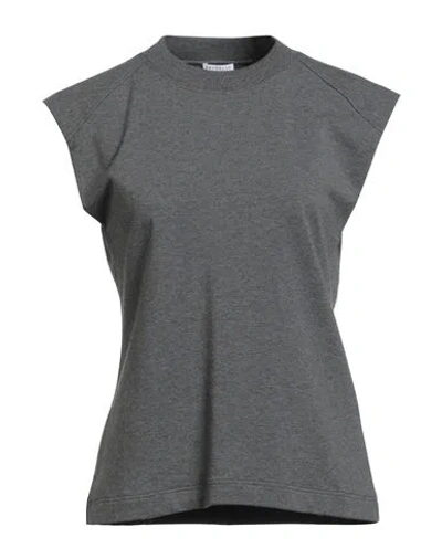 Brunello Cucinelli Woman Sweatshirt Grey Size M Cotton, Elastane, Ecobrass In Gray