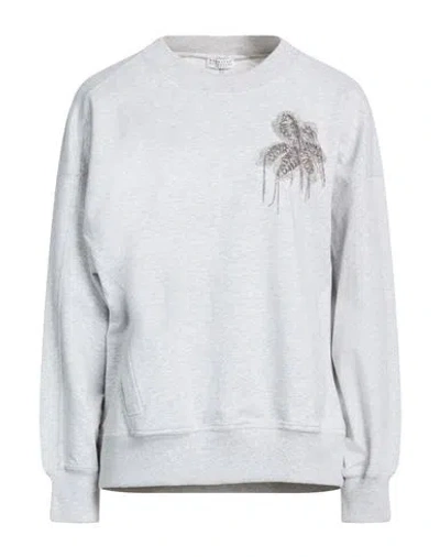 Brunello Cucinelli Bead-embellished Stretch-cotton Sweatshirt In Gray