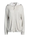 Brunello Cucinelli Woman Sweatshirt Light Grey Size Xl Cotton, Silk, Polyamide, Brass