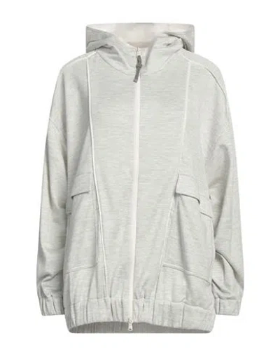 Brunello Cucinelli Woman Sweatshirt Light Grey Size S Cotton, Silk, Polyamide, Polyester, Ecobrass In Gray