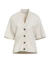 Brunello Cucinelli Woman Sweatshirt Off White Size Xl Cotton, Elastane, Brass In Neutral