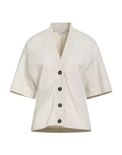 Brunello Cucinelli Woman Sweatshirt Off White Size Xl Cotton, Elastane, Brass In Neutral