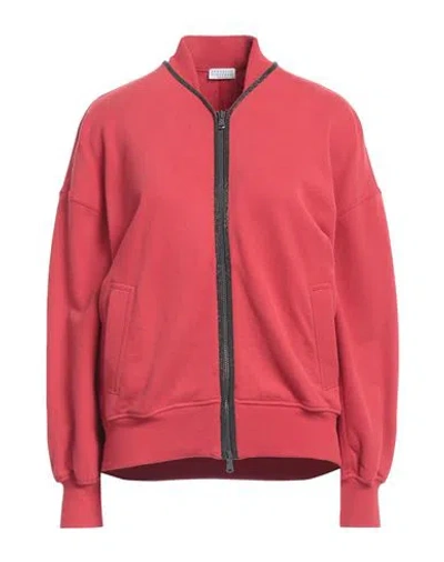 Brunello Cucinelli Woman Sweatshirt Red Size Xs Cotton, Elastane, Brass