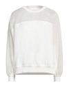 Brunello Cucinelli Woman Sweatshirt White Size L Cotton, Elastane, Polyester, Silk