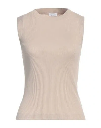 Brunello Cucinelli Woman T-shirt Beige Size S Cotton, Brass