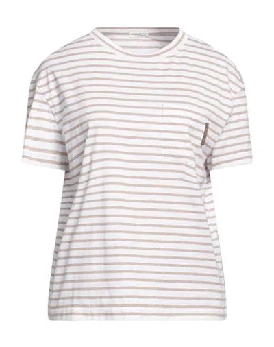 Brunello Cucinelli Woman T-shirt Beige Size Xl Cotton, Brass