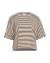 Brunello Cucinelli Woman T-shirt Brown Size M Cotton, Silk, Elastane, Brass