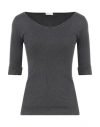 Brunello Cucinelli Woman T-shirt Charcoal Size Xxl Cotton, Elastane In Gray