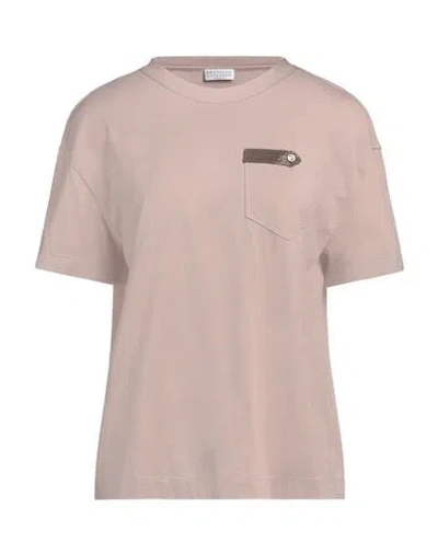 Brunello Cucinelli Woman T-shirt Taupe Size 3xl Cotton, Acetate, Silk In Grey