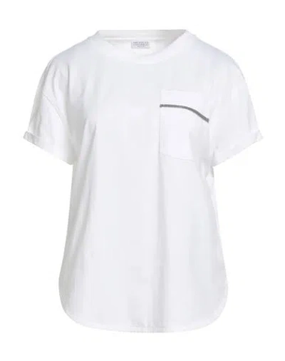 Brunello Cucinelli Woman T-shirt Ivory Size 3xl Cotton, Ecobrass In White