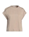 Brunello Cucinelli Woman T-shirt Khaki Size M Cotton, Ecobrass In Beige