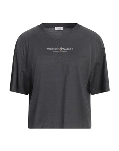 Brunello Cucinelli Woman T-shirt Lead Size Xxl Cotton, Brass, Ecobrass In Grey