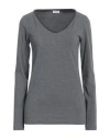 Brunello Cucinelli Woman T-shirt Lead Size Xl Cotton, Elastane, Brass In Grey