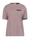 Brunello Cucinelli Woman T-shirt Light Brown Size Xl Cotton, Acetate, Silk, Ecobrass In Pink