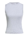 Brunello Cucinelli Woman T-shirt Light Grey Size L Cotton, Brass In Gray