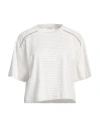 Brunello Cucinelli Woman T-shirt Light Grey Size L Cotton, Silk, Elastane, Brass In Grey