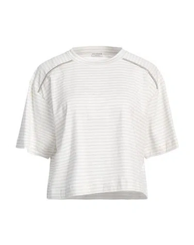 Brunello Cucinelli Woman T-shirt Light Grey Size L Cotton, Silk, Elastane, Brass