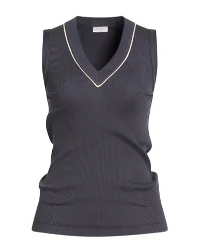 Brunello Cucinelli Woman T-shirt Midnight Blue Size M Cotton, Elastane