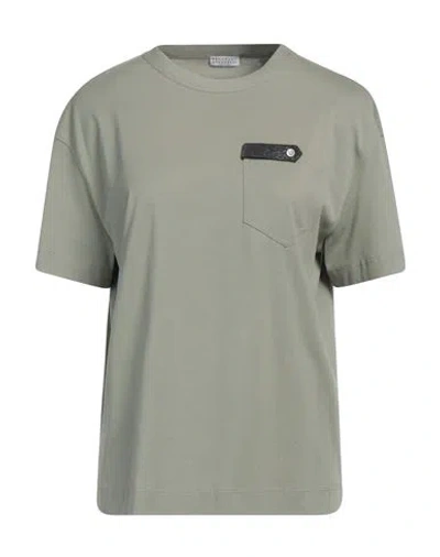 Brunello Cucinelli Woman T-shirt Sage Green Size Xl Cotton In Green