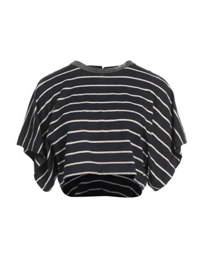 Brunello Cucinelli Woman T-shirt Navy Size M Linen, Viscose, Elastane, Metallic Fiber