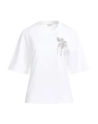 Brunello Cucinelli Woman T-shirt Off White Size 3xl Cotton, Mohair Wool, Wool, Polyamide, Brass