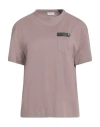 Brunello Cucinelli Woman T-shirt Light Brown Size Xl Cotton, Acetate, Silk, Ecobrass In Pink