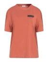 Brunello Cucinelli Woman T-shirt Rust Size Xs Cotton, Acetate, Silk In Red