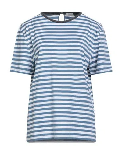 Brunello Cucinelli Woman T-shirt Slate Blue Size 3xl Cotton, Elastane, Ecobrass