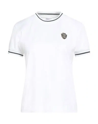 Brunello Cucinelli Woman T-shirt White Size 3xl Cotton In Multi