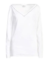 Brunello Cucinelli White V-neck Pullover With Beads Detailing In Stretch Cotton Woman Brunello Cucin In White