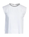 Brunello Cucinelli Woman T-shirt White Size S Cotton, Elastane, Acetate, Silk In White