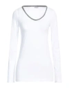 Brunello Cucinelli Woman T-shirt White Size Xs Cotton, Elastane, Brass