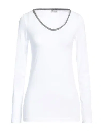 Brunello Cucinelli Woman T-shirt White Size Xs Cotton, Elastane, Brass