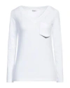 Brunello Cucinelli Woman T-shirt White Size L Cotton, Elastane, Ecobrass In White