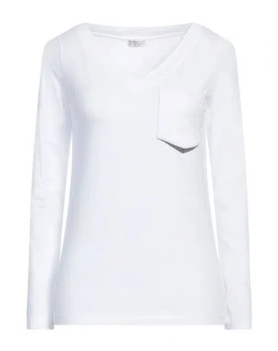 Brunello Cucinelli Woman T-shirt White Size L Cotton, Elastane, Ecobrass