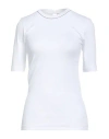 Brunello Cucinelli Woman T-shirt White Size Xl Cotton, Elastane, Brass In Neutral