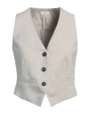 Brunello Cucinelli Woman Tailored Vest Beige Size 10 Viscose, Linen, Brass In Beige