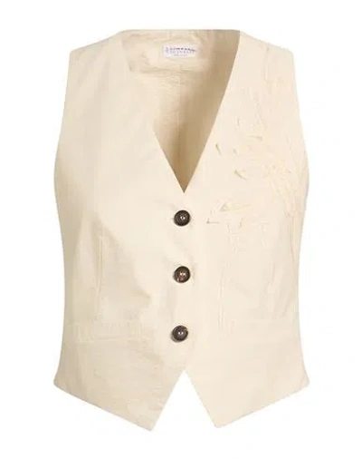 Brunello Cucinelli Woman Tailored Vest Beige Size 12 Cotton, Polyamide In Neutral