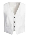 Brunello Cucinelli Woman Tailored Vest White Size 10 Linen, Cotton, Elastane, Ecobrass In White