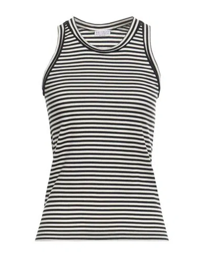 Brunello Cucinelli Woman Tank Top Black Size Xl Cotton, Silk, Elastane, Brass In Gray
