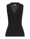 Brunello Cucinelli Bead-embellished Ribbed Wool Top In Black