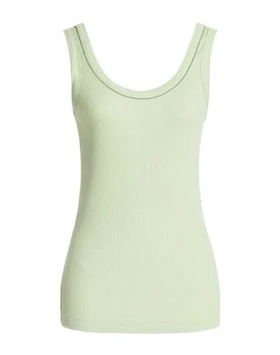 Brunello Cucinelli Woman Tank Top Sage Green Size Xl Cotton, Elastane