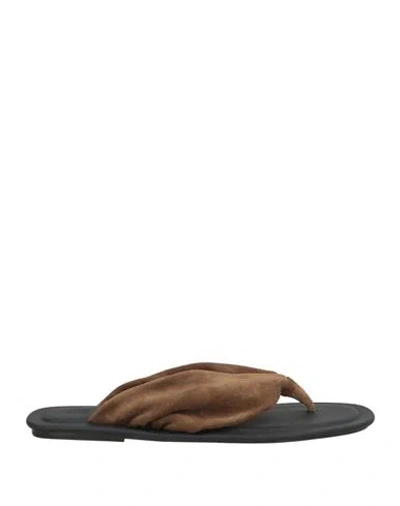 Brunello Cucinelli Woman Thong Sandal Brown Size 7 Leather