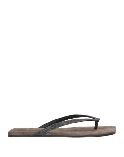 Brunello Cucinelli Sandalen Aus Veloursleder Mit Zierperlen In Schwarz