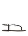 Brunello Cucinelli Woman Thong Sandal Dark Brown Size 8 Leather In Brown