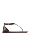 Brunello Cucinelli Woman Thong Sandal Dark Brown Size 8 Leather In Brown