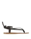 Brunello Cucinelli Woman Thong Sandal Dark Brown Size 8 Leather In Brown