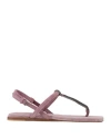 Brunello Cucinelli Woman Thong Sandal Mauve Size 7 Leather In Purple