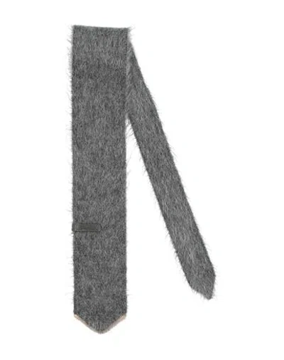 Brunello Cucinelli Woman Ties & Bow Ties Grey Size - Mohair Wool, Polyamide, Wool, Brass