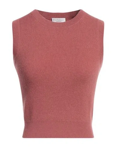 Brunello Cucinelli Woman Top Antique Rose Size M Cashmere, Ecobrass In Pink